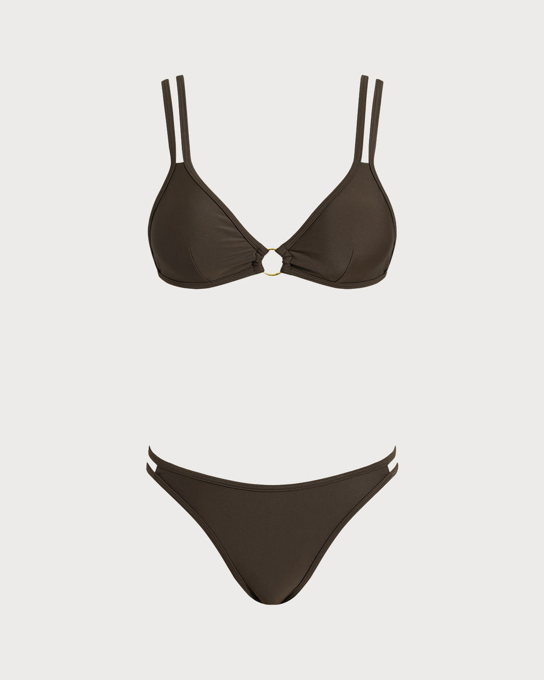 Morgan and Brooke | Triangle O-Ring Bikini Set for Women in Coffee Color