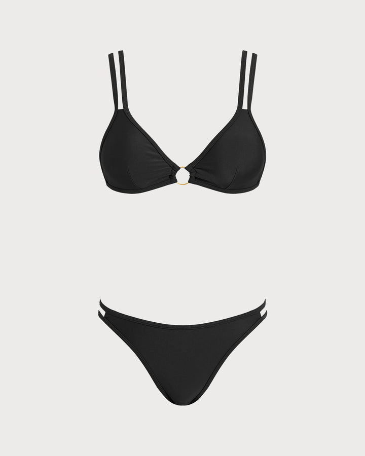 Morgan and Brooke | Triangle Bikini Set for Women in Black