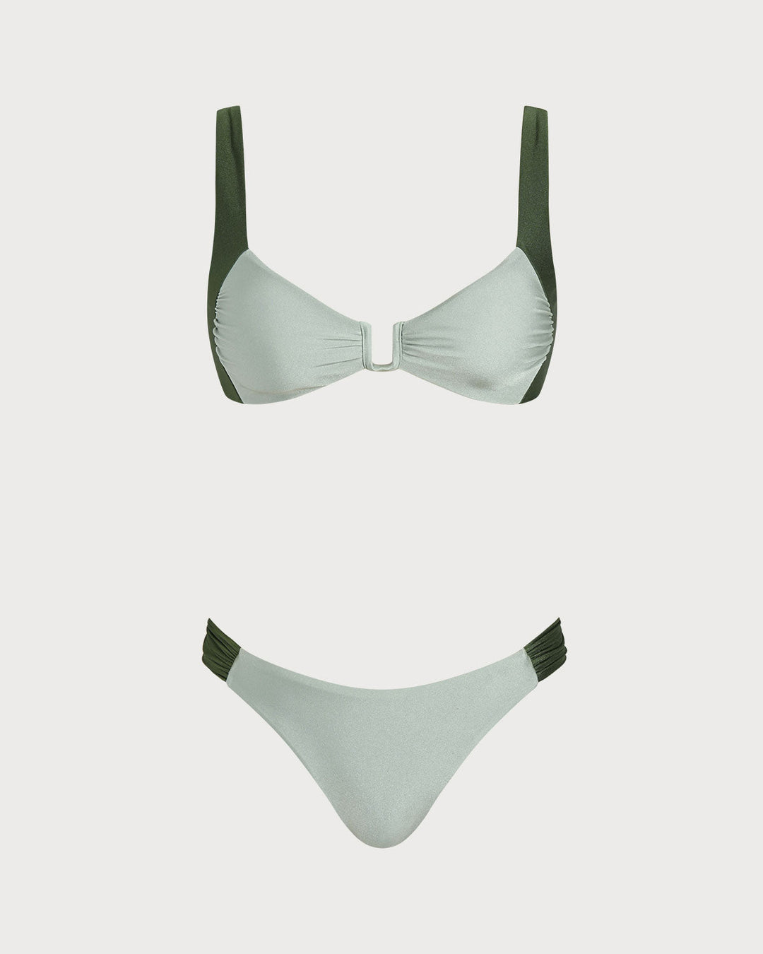 Morgan and Brooke | Green Contrasting Bralette Bikini Set