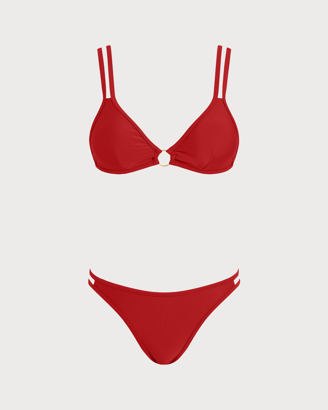 Morgan and Brooke | Triangle Bikini Set, Red, Women's, O-Ring, Minimalist
