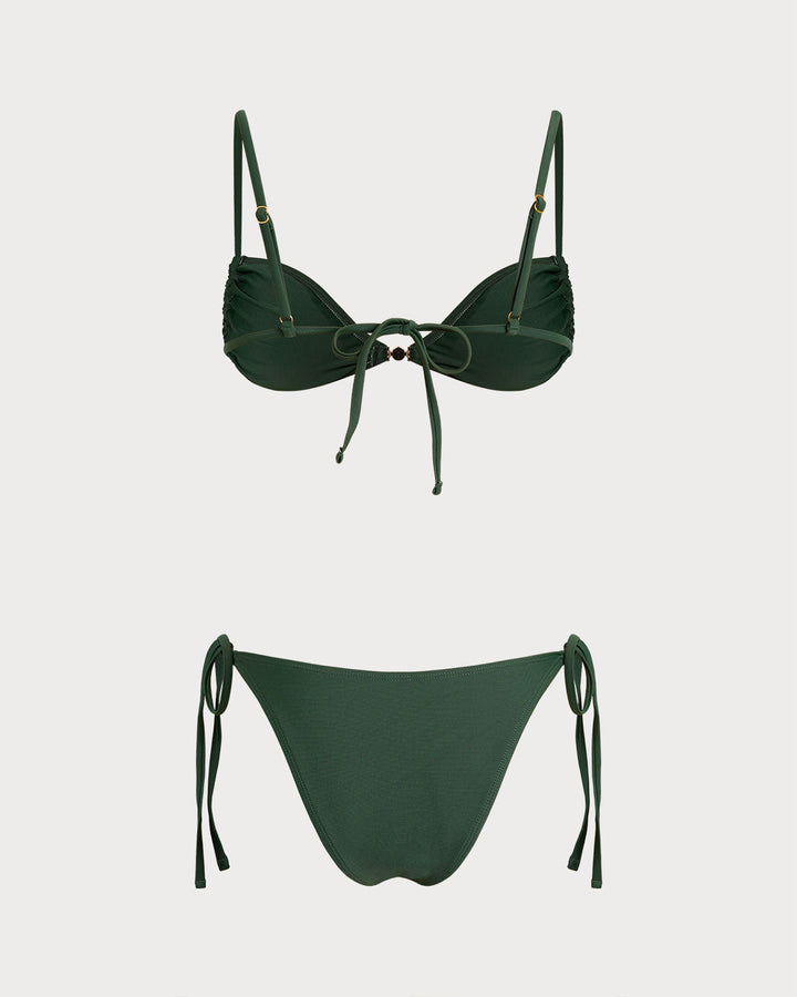 Morgan and Brooke | Green Triangle Drawstring Bikini Set