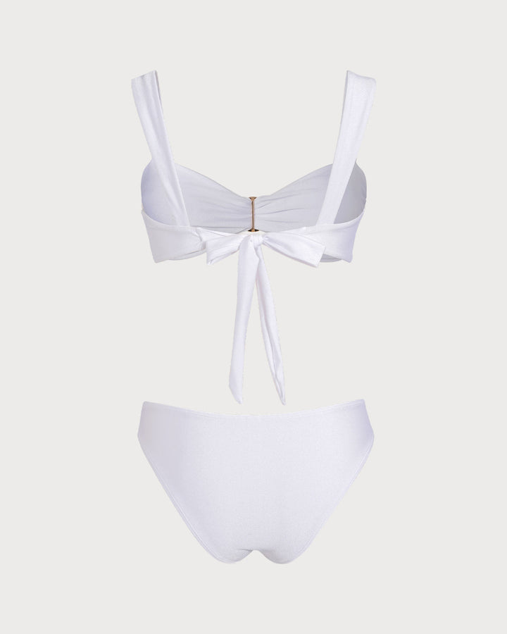 Morgan and Brooke | White Sweetheart Neck Drawstring Bikini Set