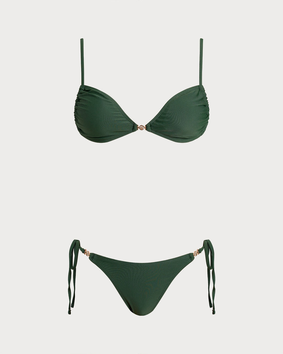 Morgan and Brooke | Green Triangle Drawstring Bikini Set