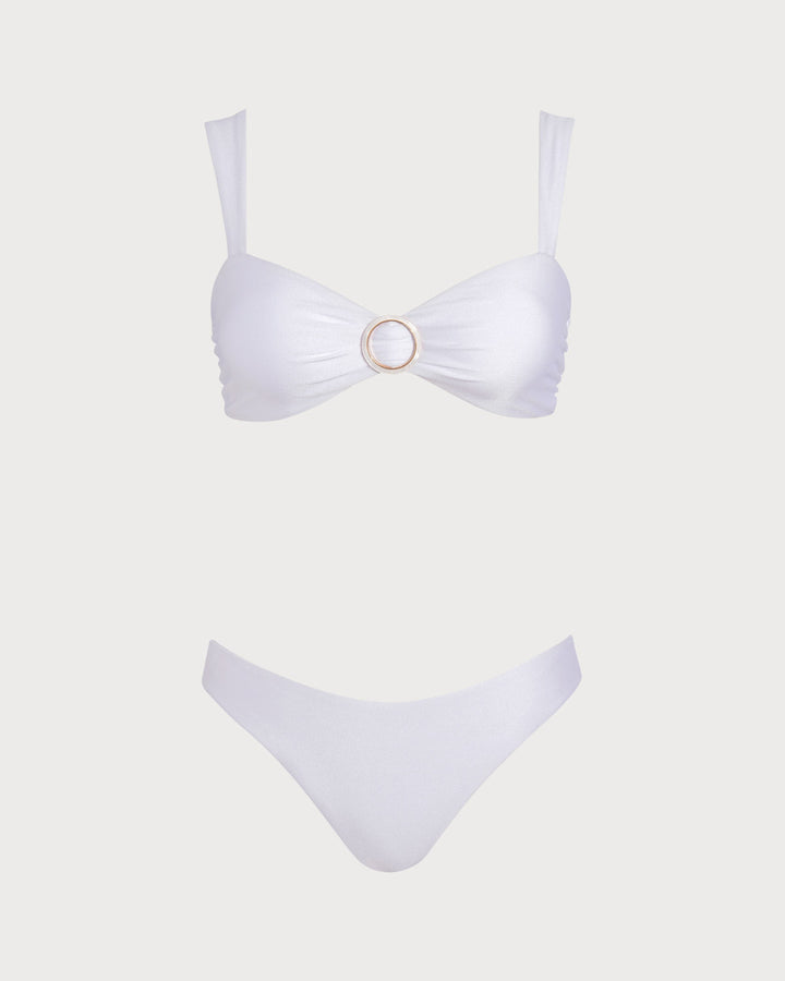 Morgan and Brooke | White Sweetheart Neck Drawstring Bikini Set
