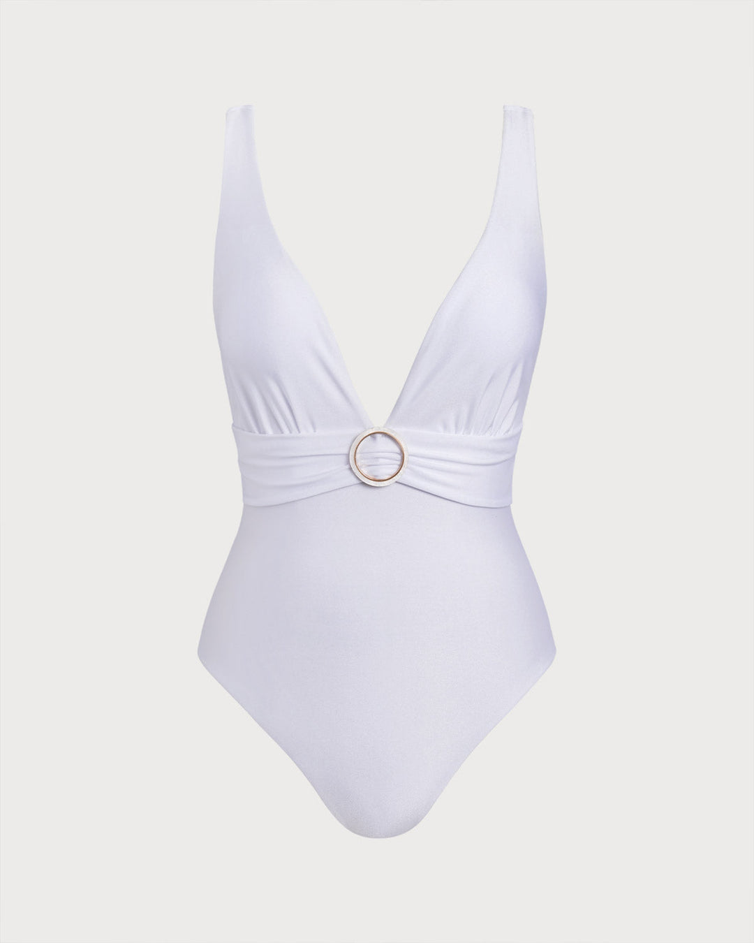 Morgan and Brooke | White V Neck One Piece Swimsuit