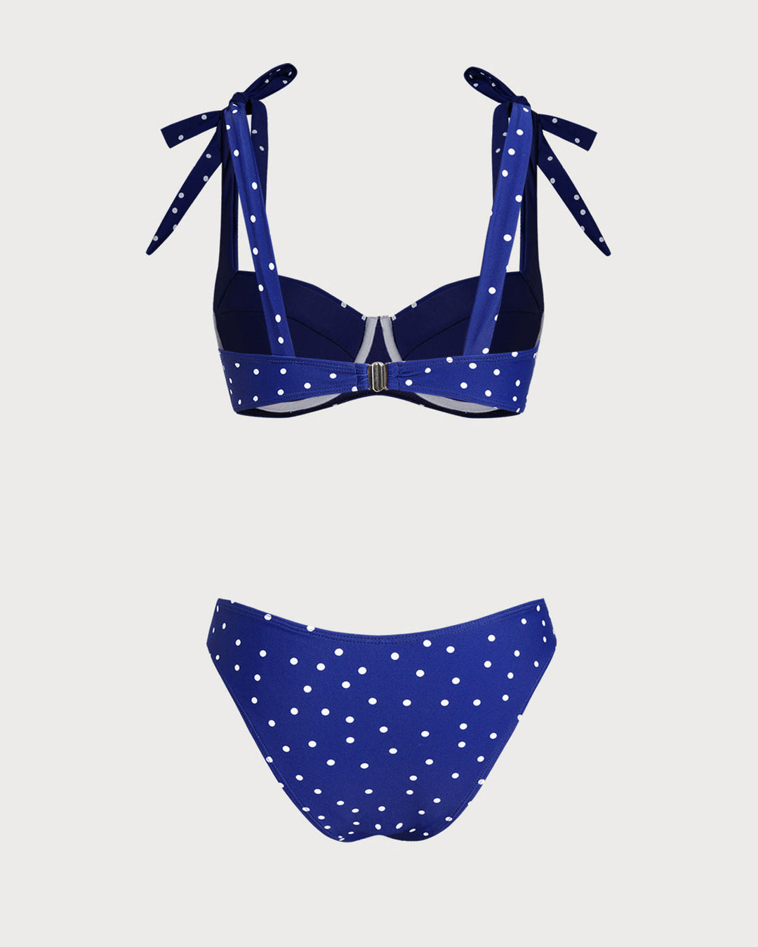 Morgan and Brooke | Underwire Bikini Set for Women in Blue Polka Dot with Bowknot Detail