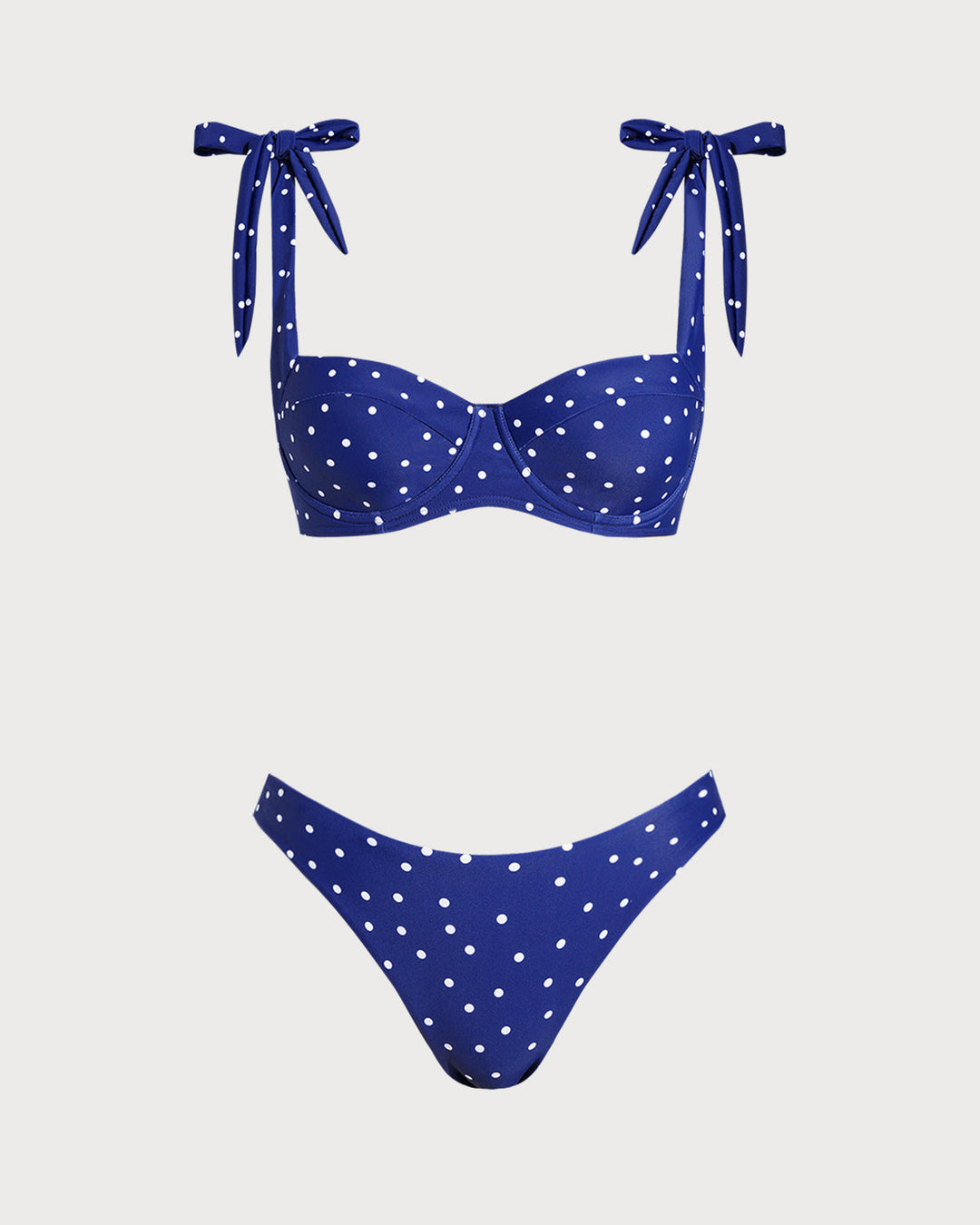 Morgan and Brooke | Underwire Bikini Set for Women in Blue Polka Dot with Bowknot Detail