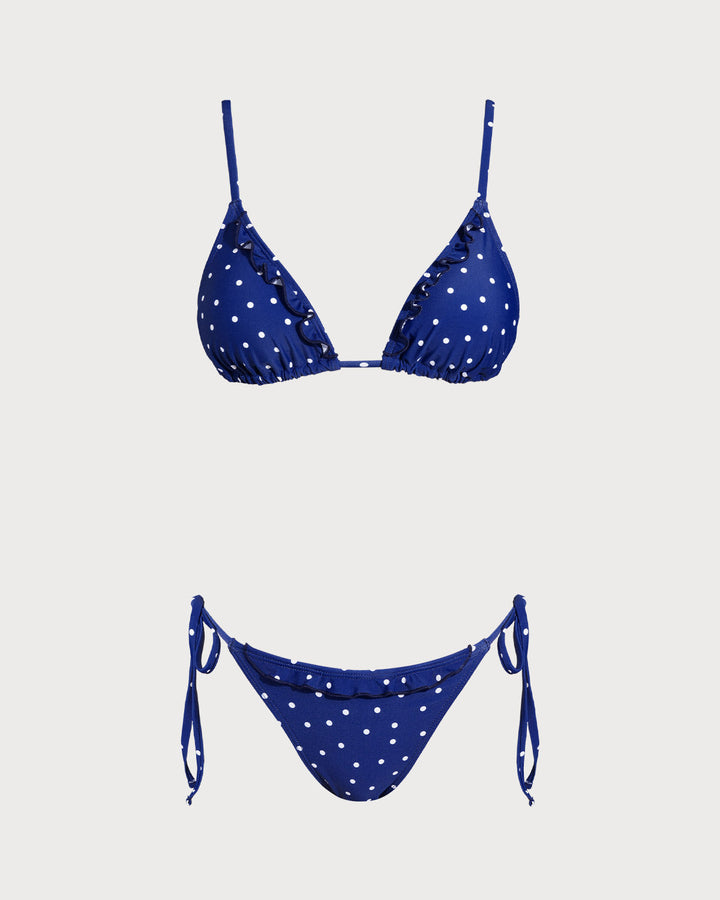 Morgan and Brooke | Blue Polka Dot Bralette Bikini Set