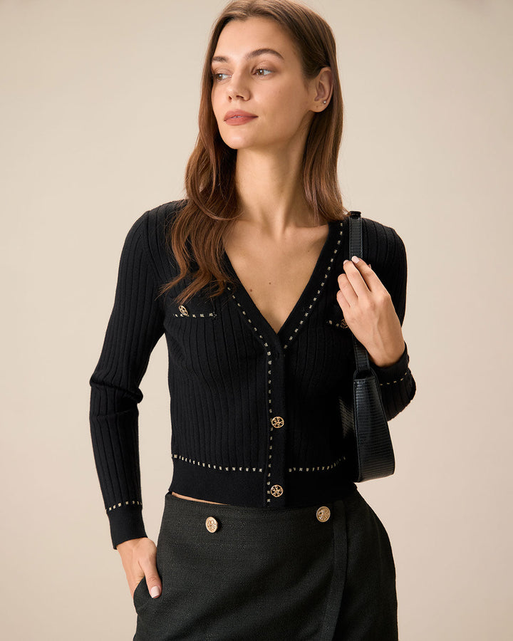 Morgan and Brooke | Black Single-Breasted Cardigan
