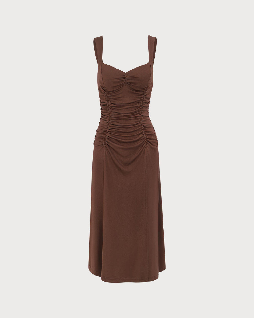 Morgan and Brooke | Coffee Ruched Knitted Slip Midi Dress