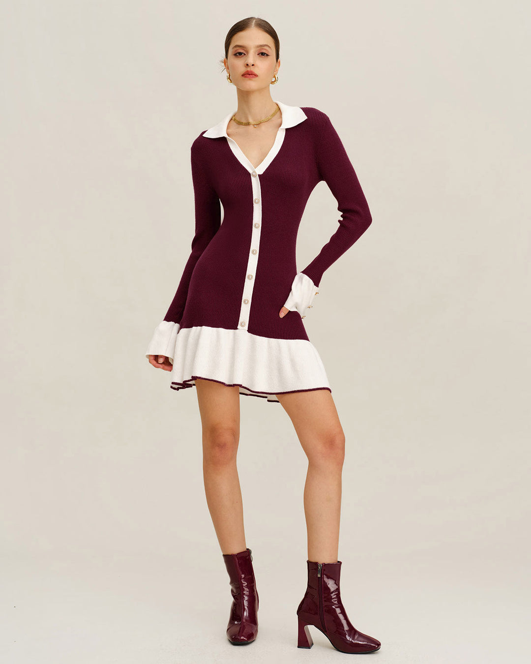 Morgan and Brooke | Wine Red Sweater Dress