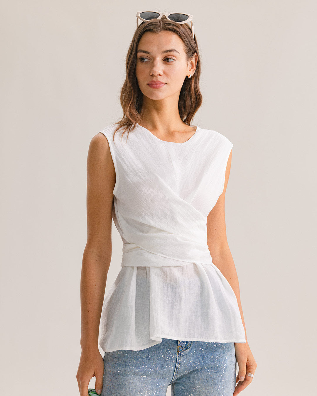 Morgan and Brooke | White Round Neck Tank Top