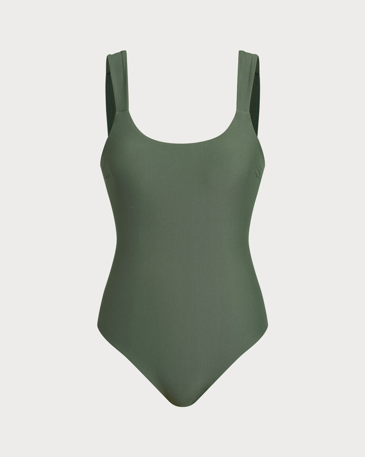 Morgan and Brooke | Green U Neck Tummy Control One Piece Swimwear