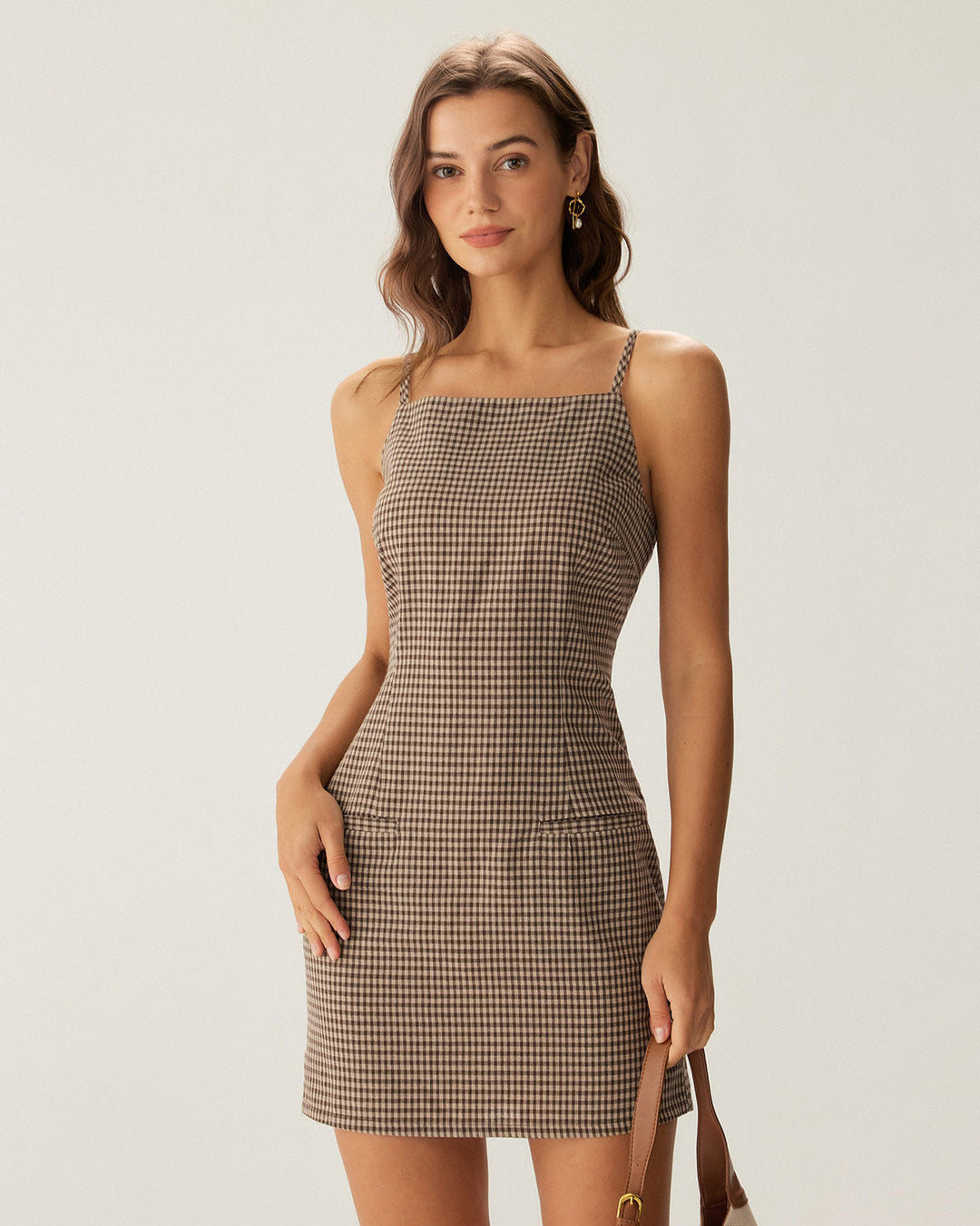 Morgan and Brooke | Brown Gingham Mini Dress