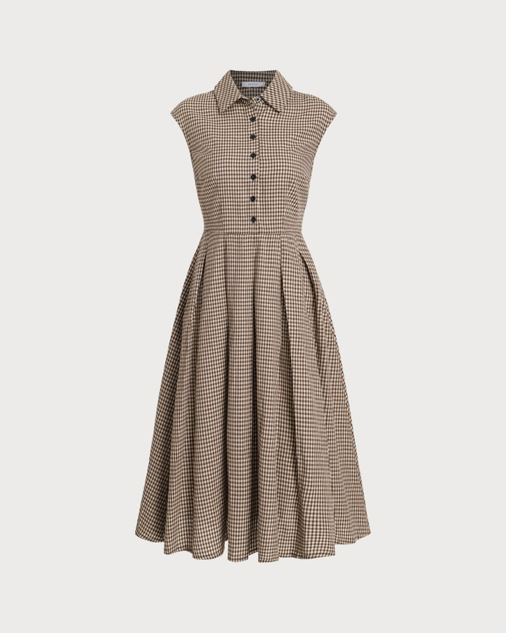 Morgan and Brooke | Brown Plaid Midi Dress