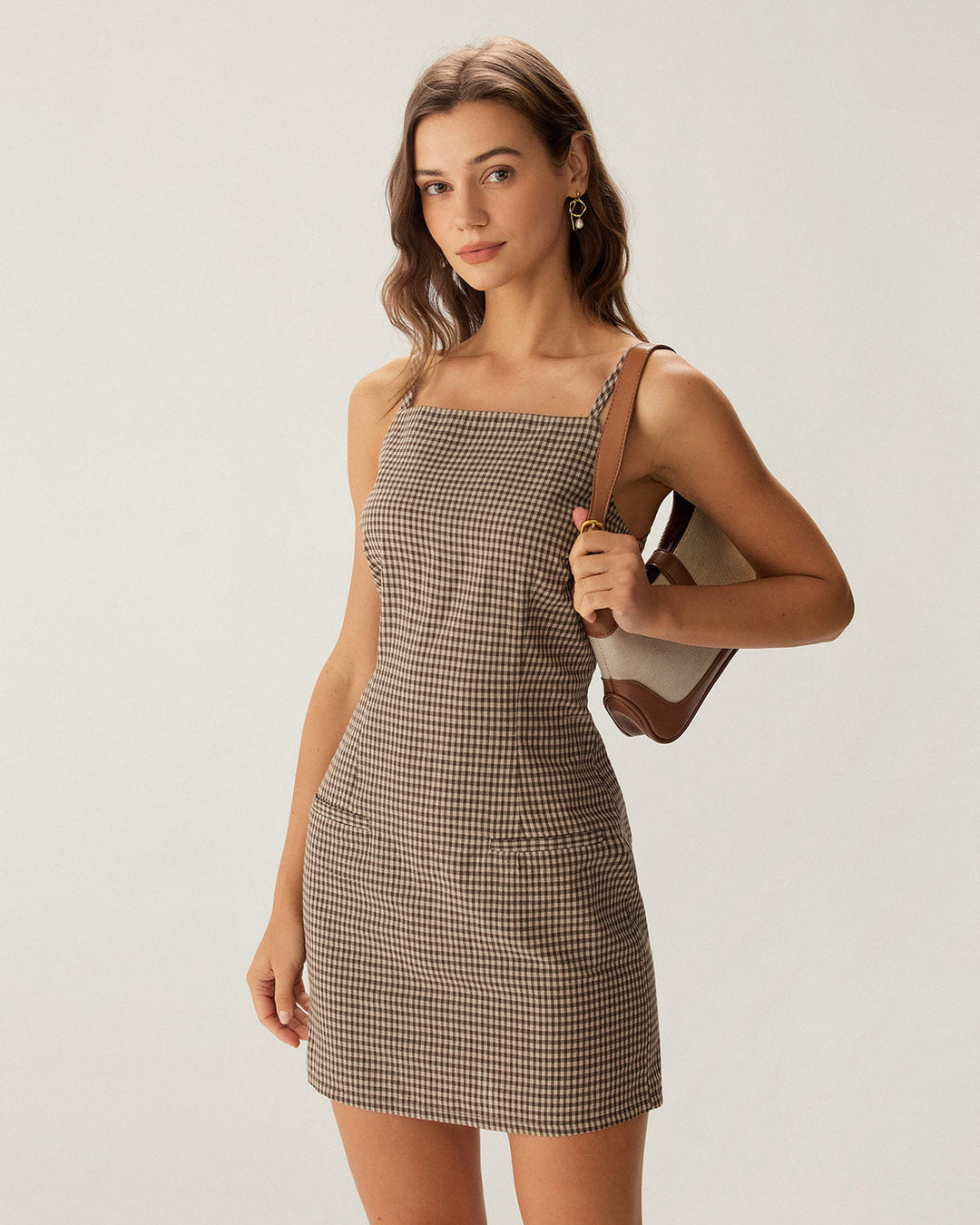 Morgan and Brooke | Brown Gingham Mini Dress