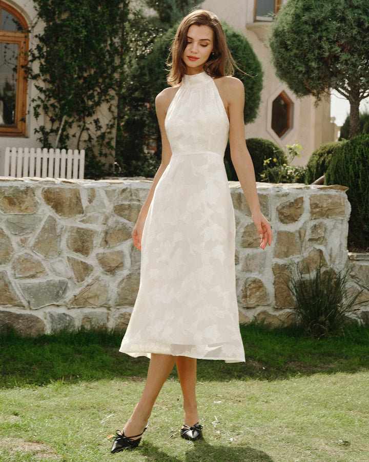 Morgan and Brooke | Beige Floral Midi Dress