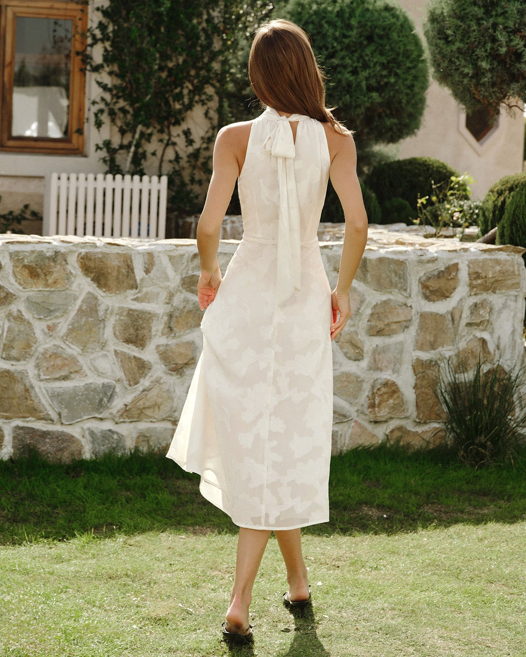Morgan and Brooke | Beige Floral Midi Dress