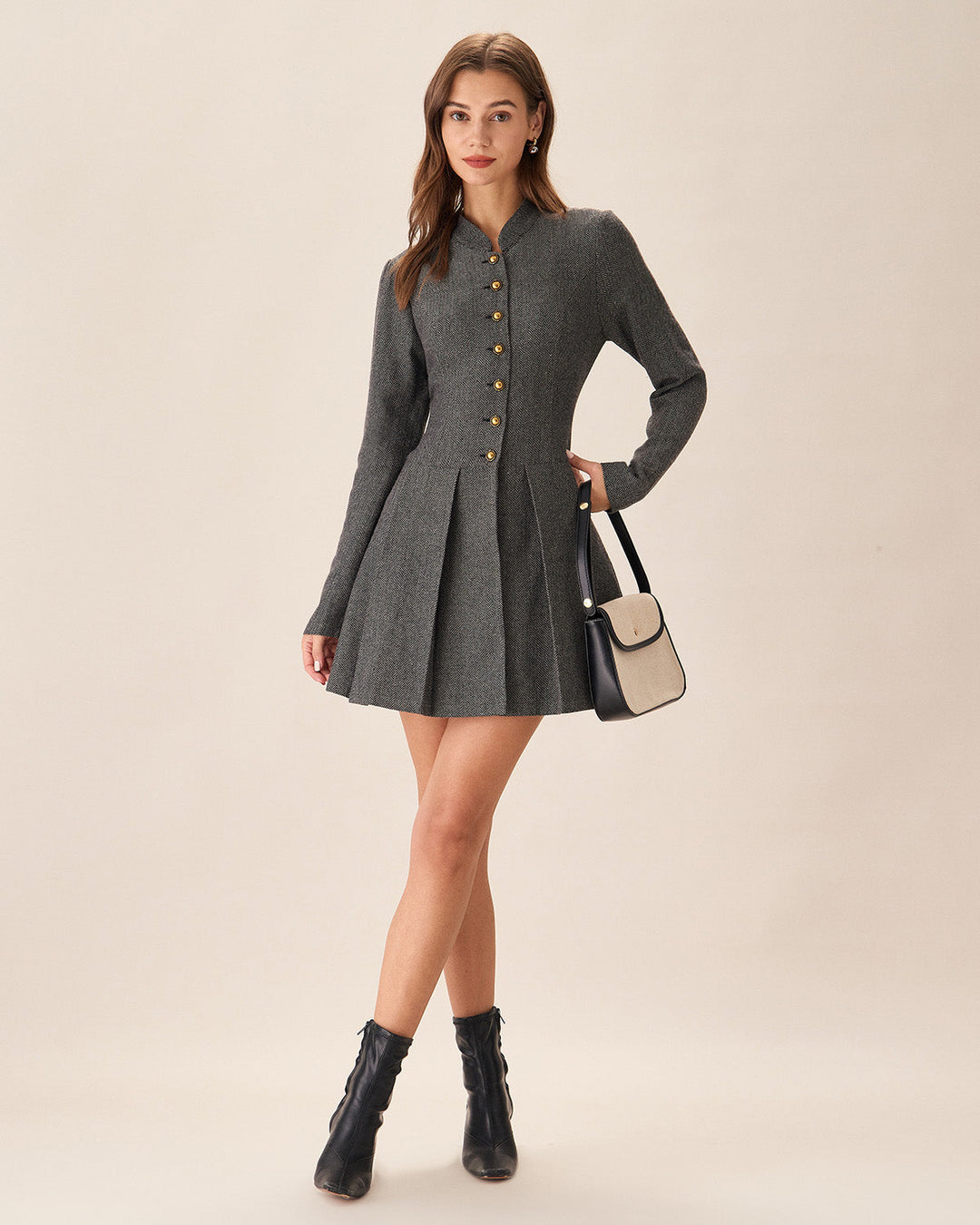 Morgan and Brooke | Grey Pleated Mini Dress