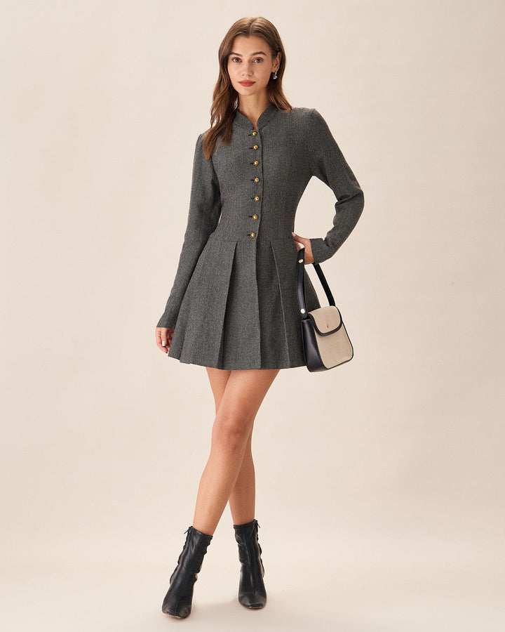Morgan and Brooke | Grey Pleated Mini Dress
