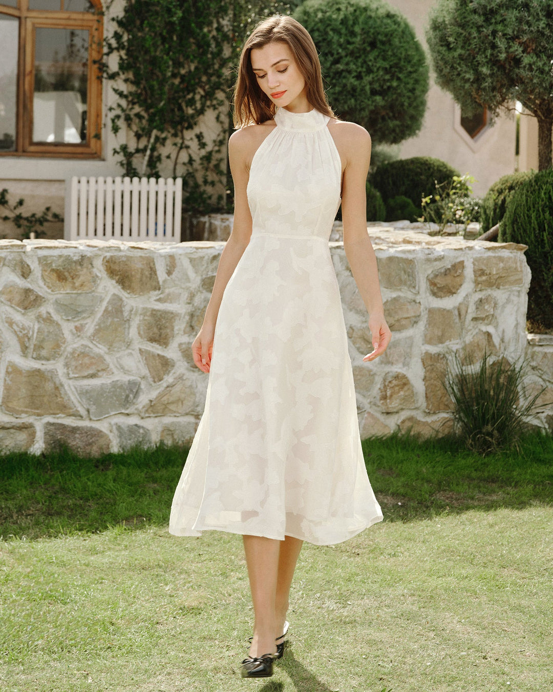 Morgan and Brooke | Beige Floral Midi Dress