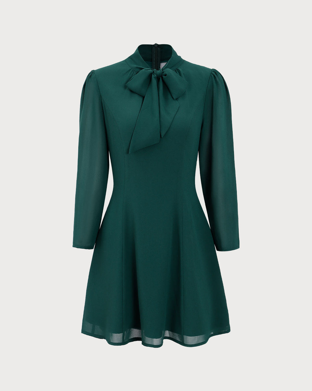 Morgan and Brooke | Green Tie Neck Sheer Mini Dress