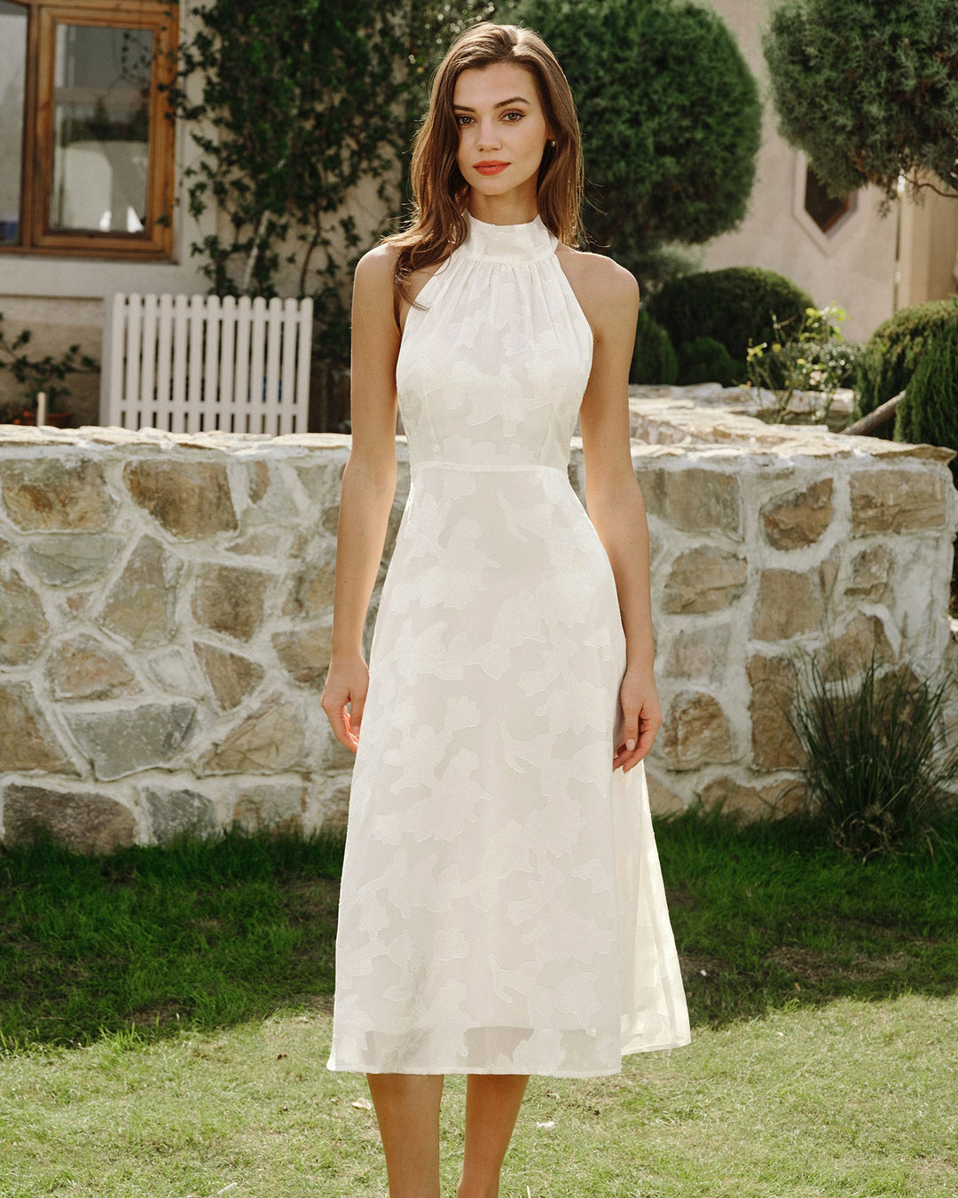 Morgan and Brooke | Beige Floral Midi Dress