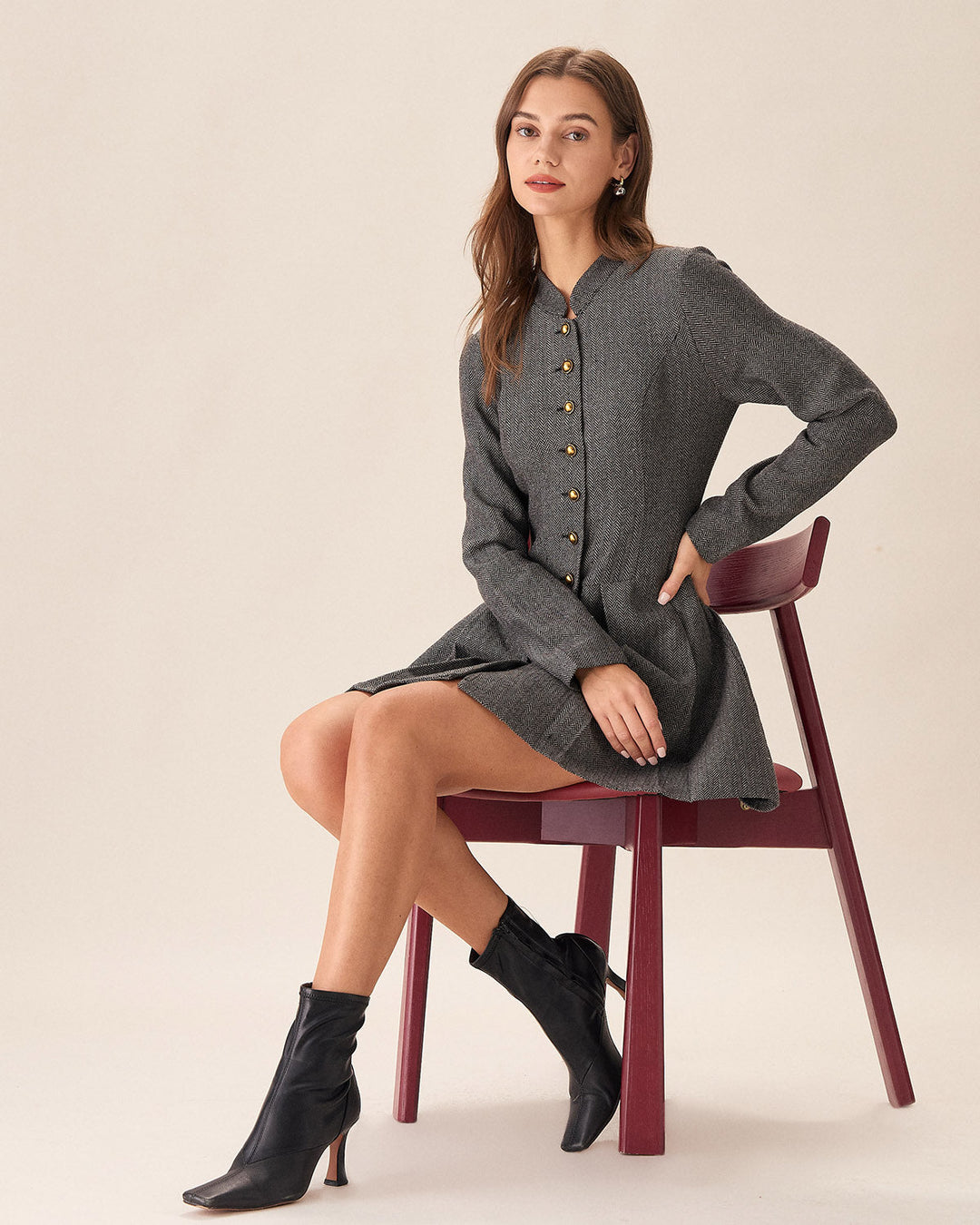 Morgan and Brooke | Grey Pleated Mini Dress