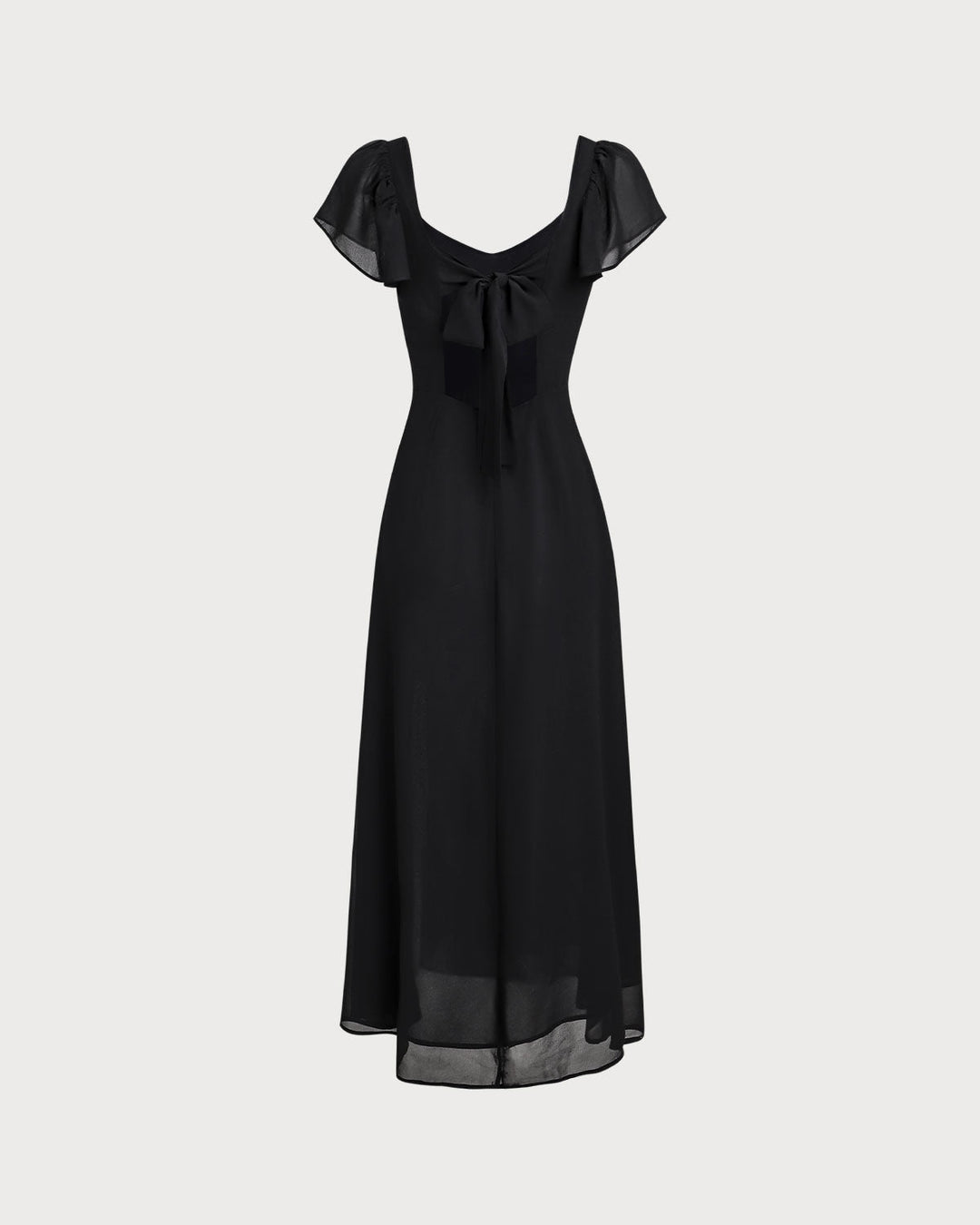 Morgan and Brooke | Chiffon Maxi Dress for Women in Black with Sweetheart Neckline