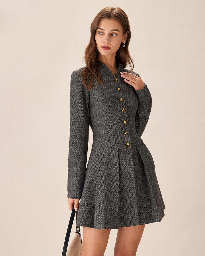 Morgan and Brooke | Grey Pleated Mini Dress