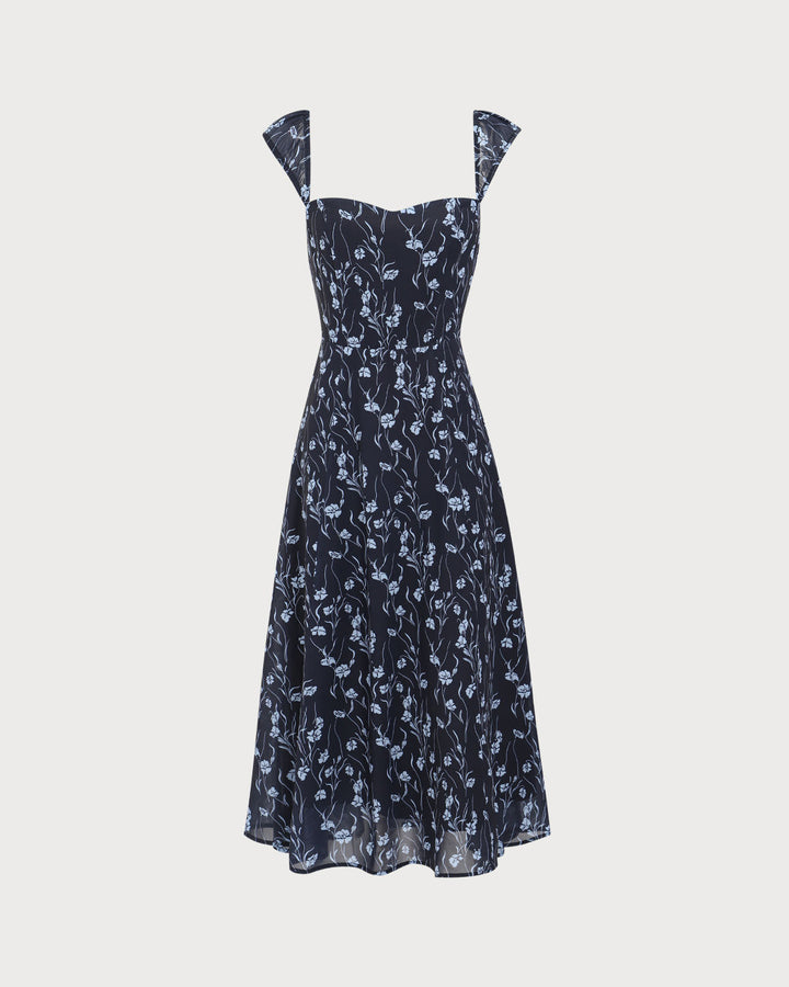 Morgan and Brooke | Navy Floral Midi Dress