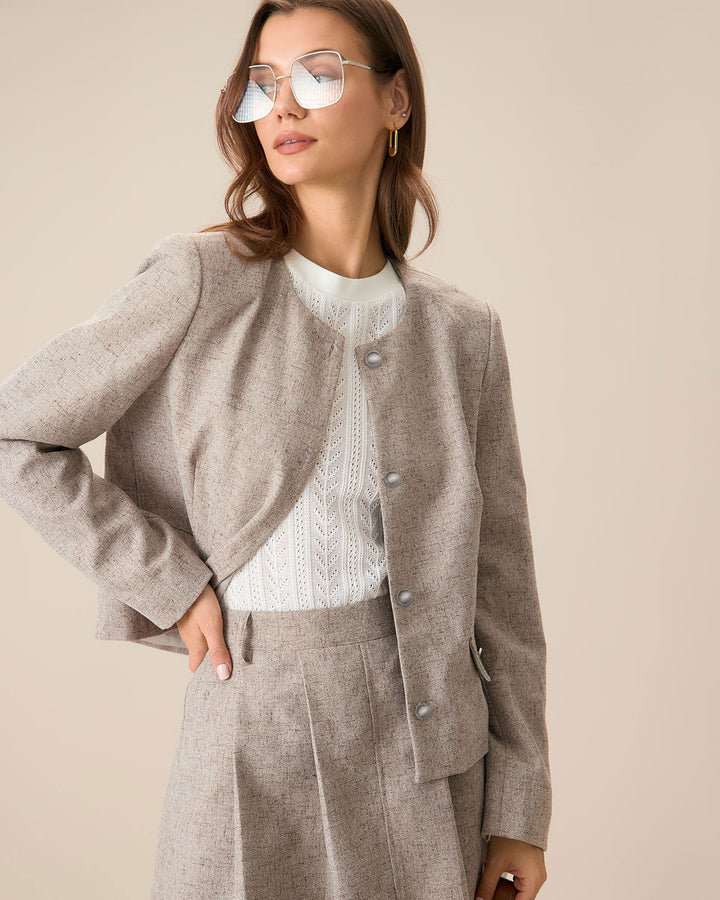 Morgan and Brooke | Khaki Single-Breasted Jacket for Women