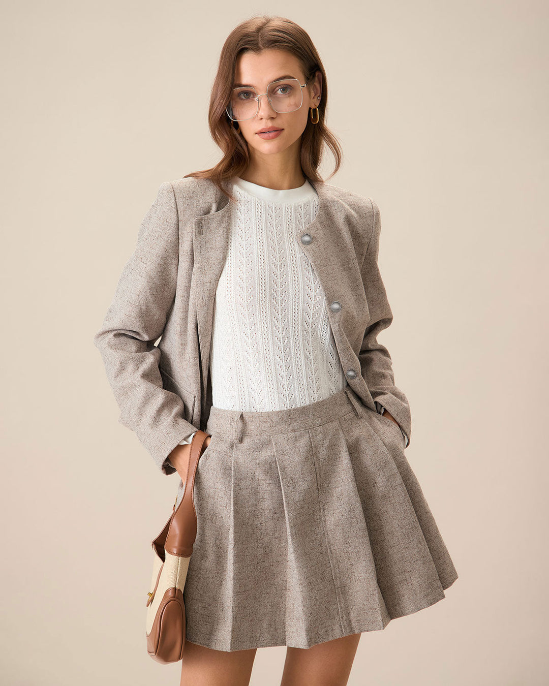 Morgan and Brooke | Khaki Single-Breasted Jacket for Women