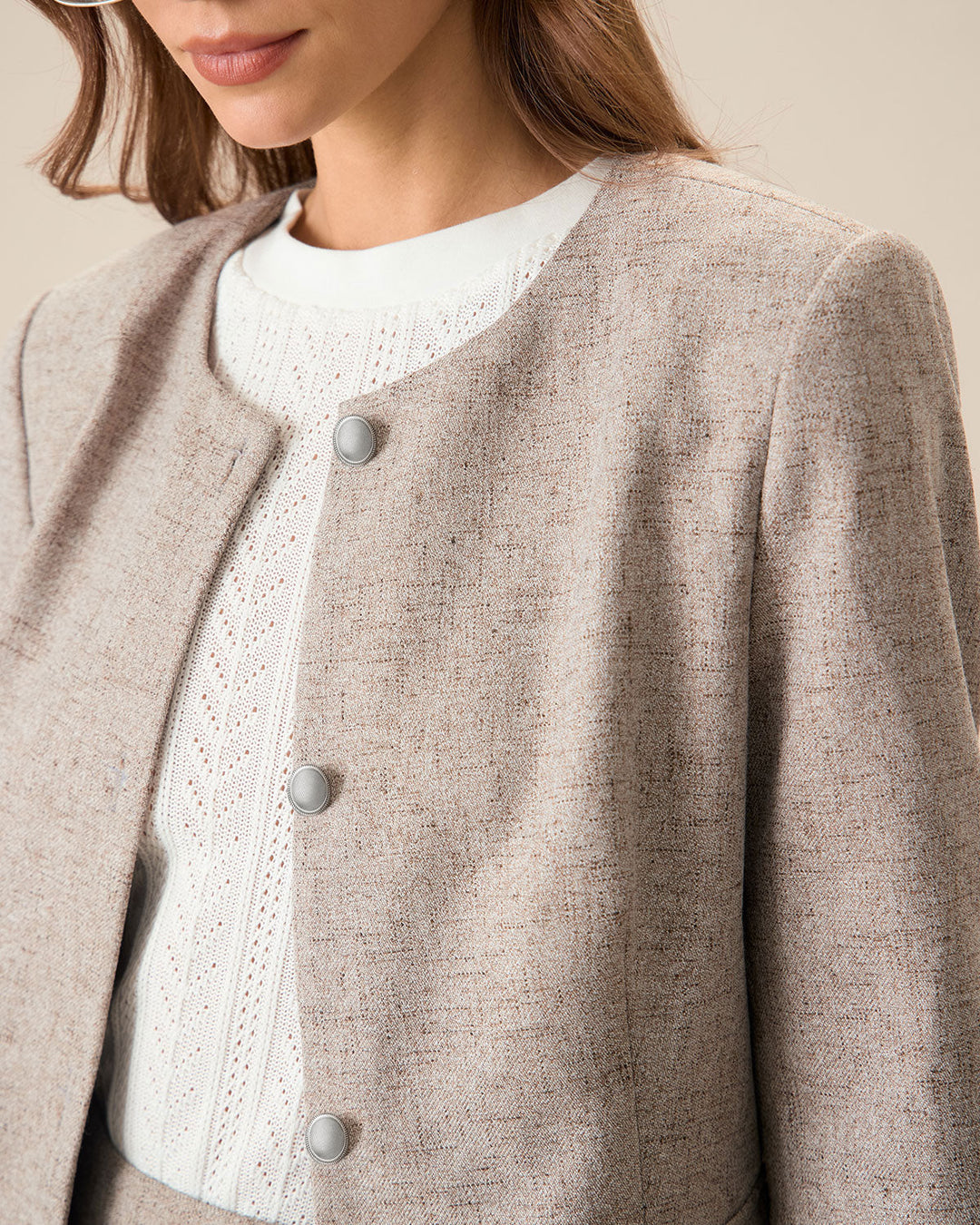 Morgan and Brooke | Khaki Single-Breasted Jacket for Women
