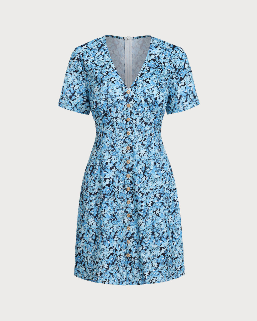 Morgan and Brooke | Floral V-Neck Mini Dress for Women in Blue