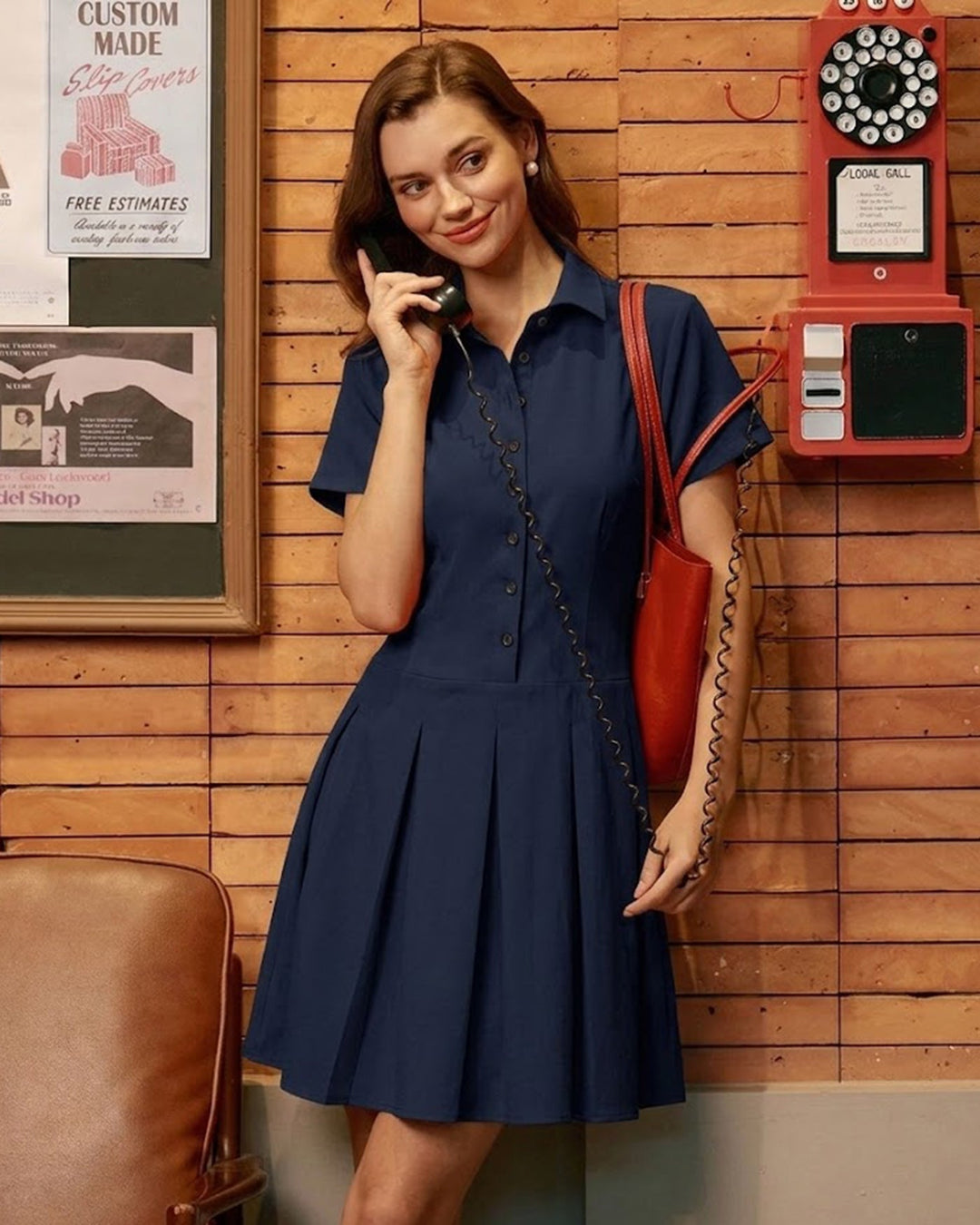 Morgan and Brooke | Navy Pleated Mini Dress
