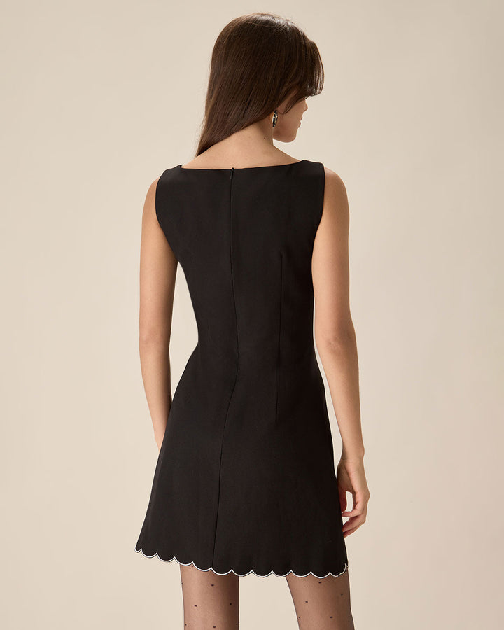 Morgan and Brooke | Sleeveless Mini Dress for Women in Black with Contrasting Details