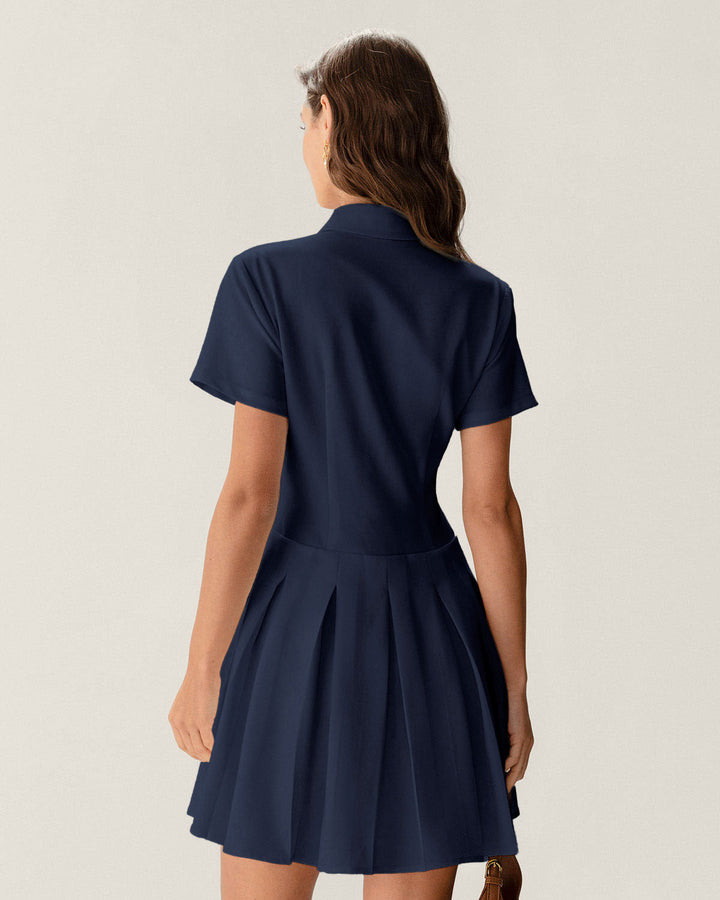 Morgan and Brooke | Navy Pleated Mini Dress