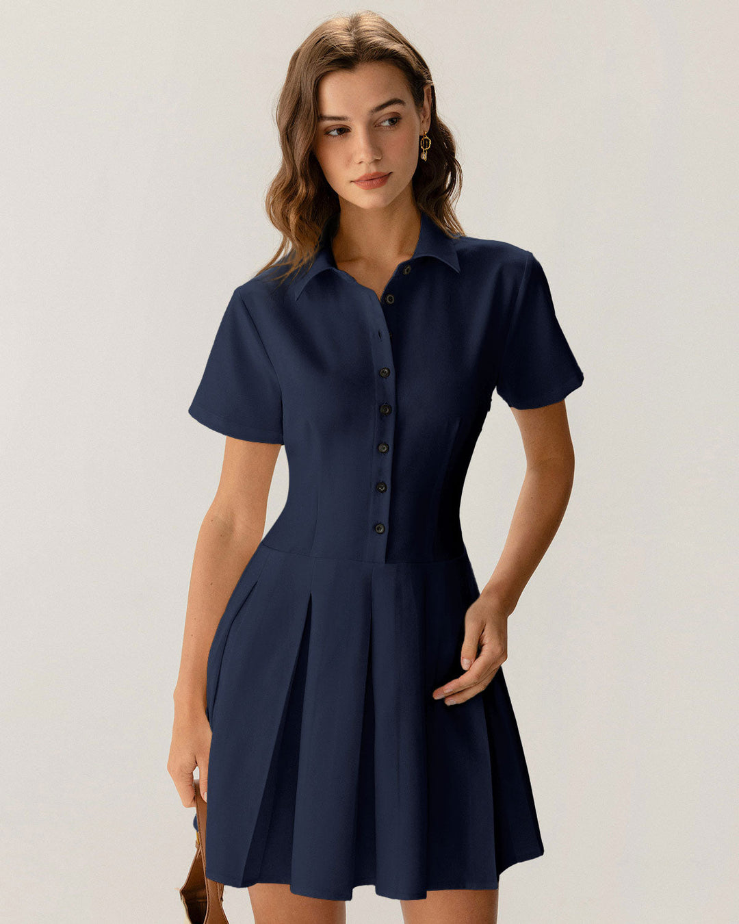Morgan and Brooke | Navy Pleated Mini Dress
