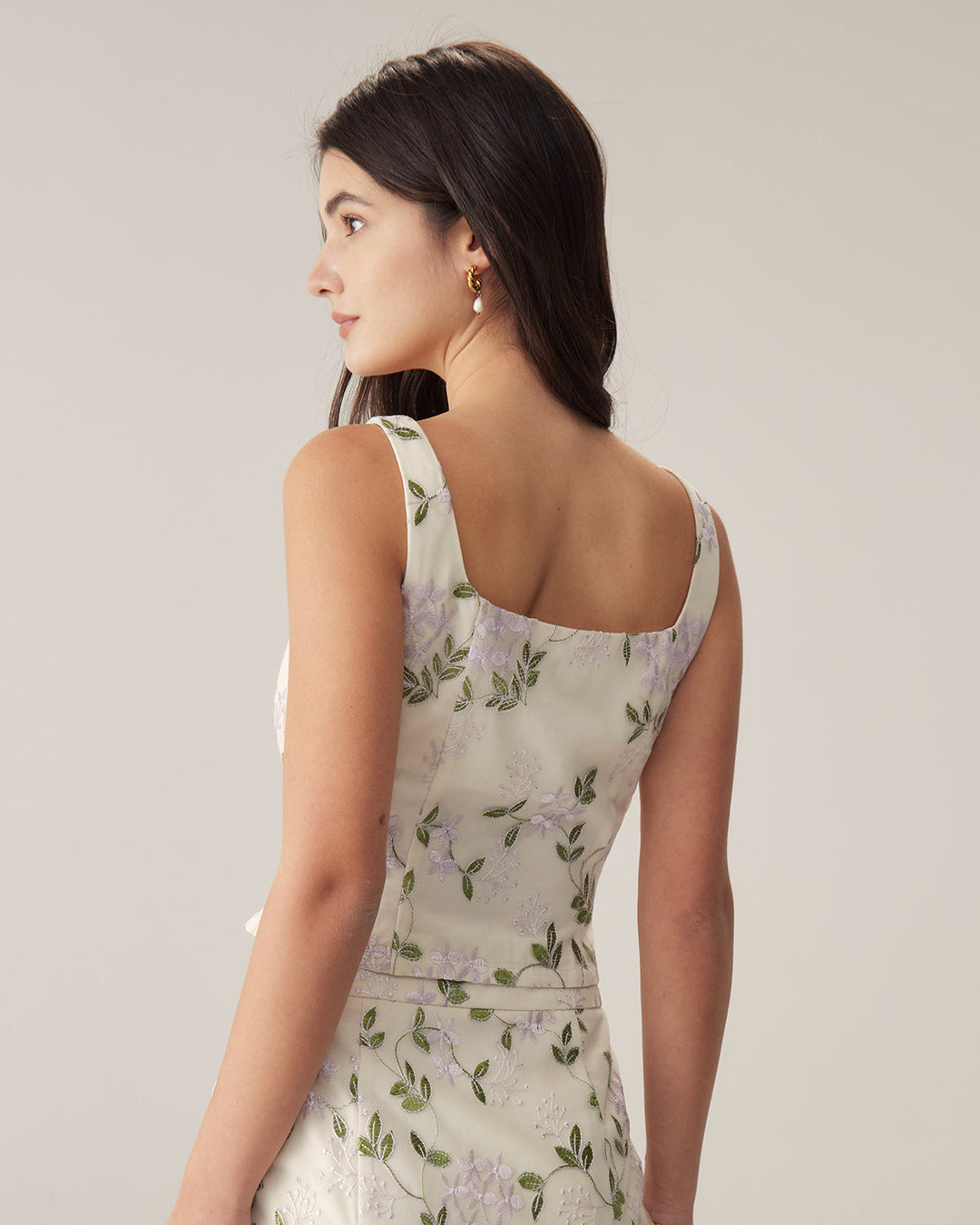 Morgan and Brooke | Beige Floral Slim Tank Top