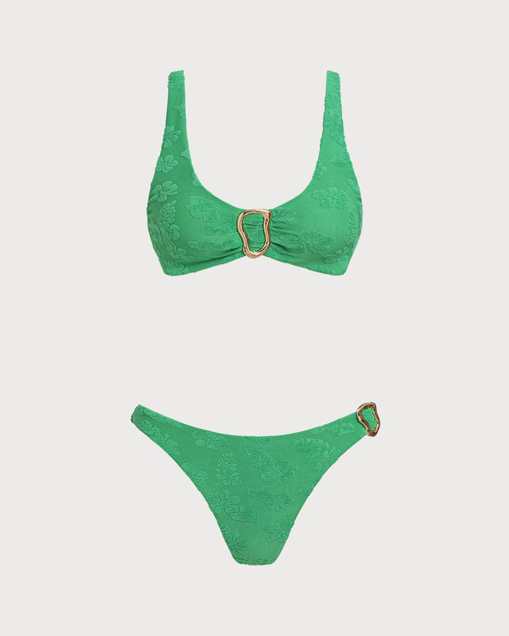 Morgan and Brooke | U Neck Bralette Bikini Set for Women in Green