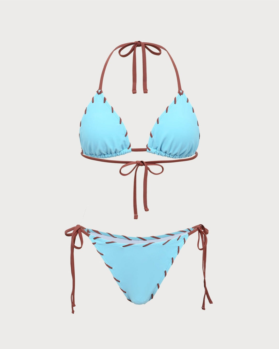 Morgan and Brooke | Triangle Drawstring Bikini Set for Women in Blue
