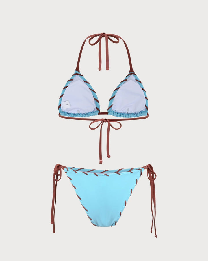 Morgan and Brooke | Triangle Drawstring Bikini Set for Women in Blue