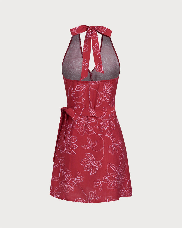 Morgan and Brooke | Halter Neck Beach Dress for Women in Red