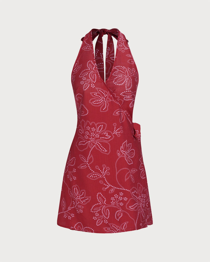 Morgan and Brooke | Halter Neck Beach Dress for Women in Red