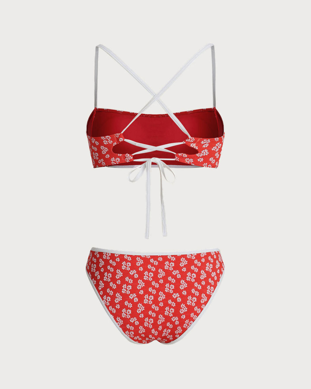 Morgan and Brooke | Floral Bralette Bikini Set for Women in Red