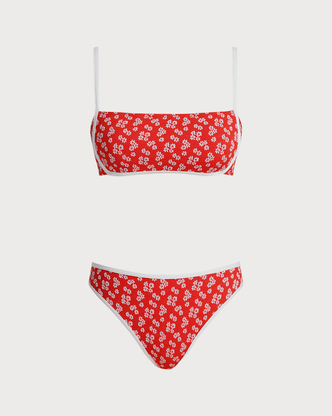 Morgan and Brooke | Floral Bralette Bikini Set for Women in Red