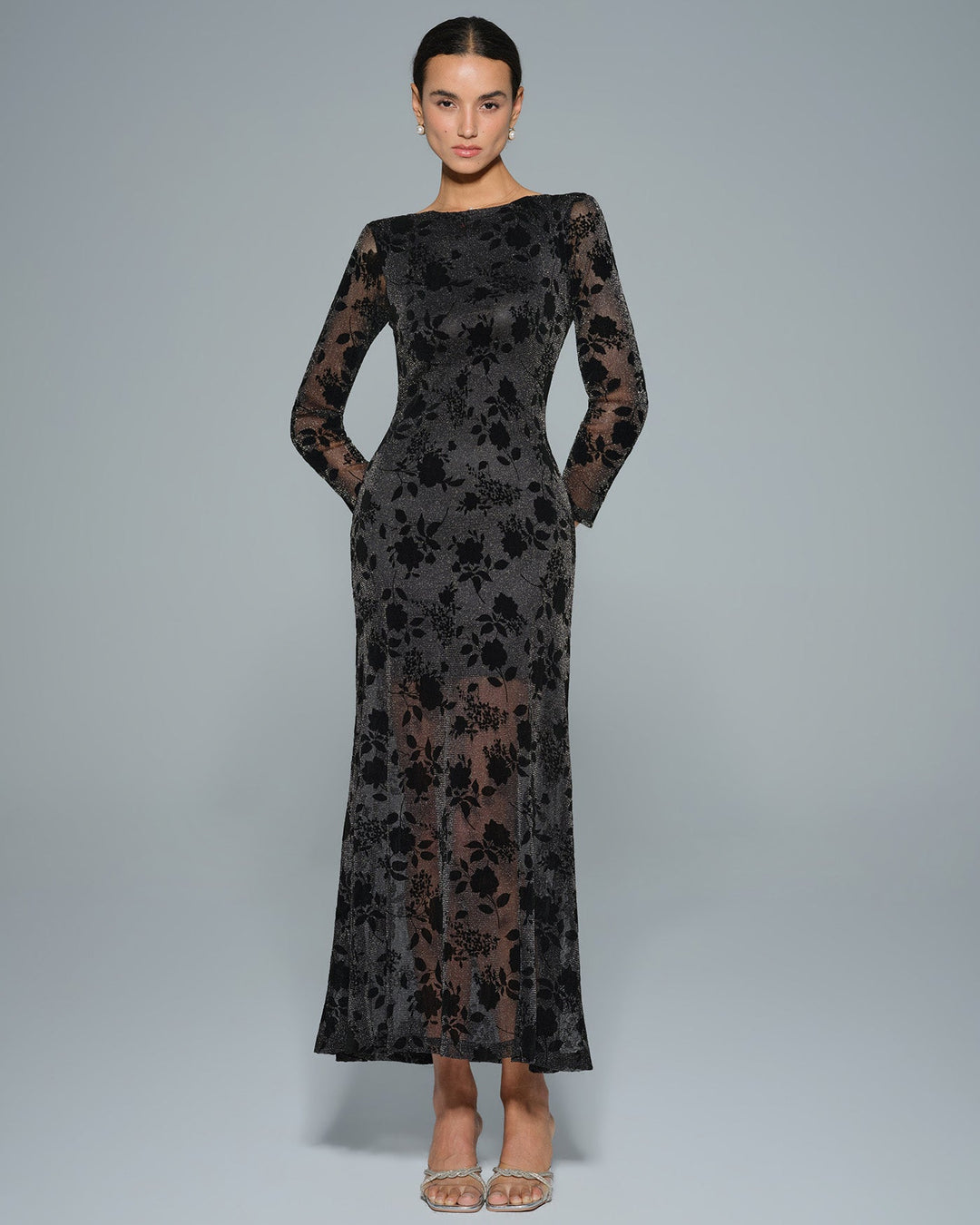 Morgan and Brooke | Floral Maxi Dress for Women in Black
