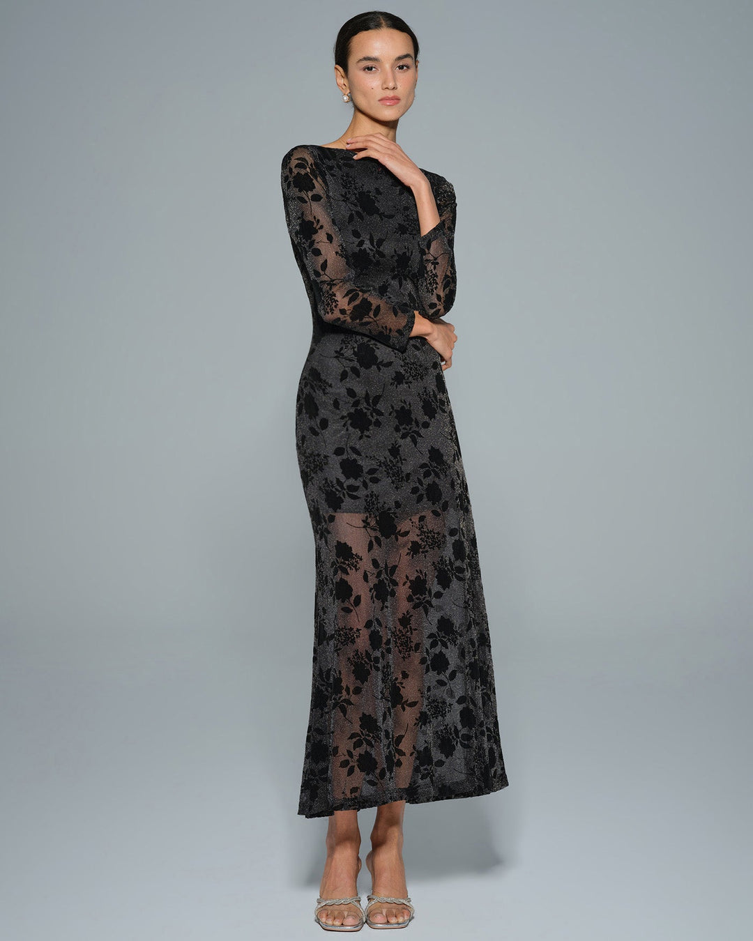 Morgan and Brooke | Floral Maxi Dress for Women in Black