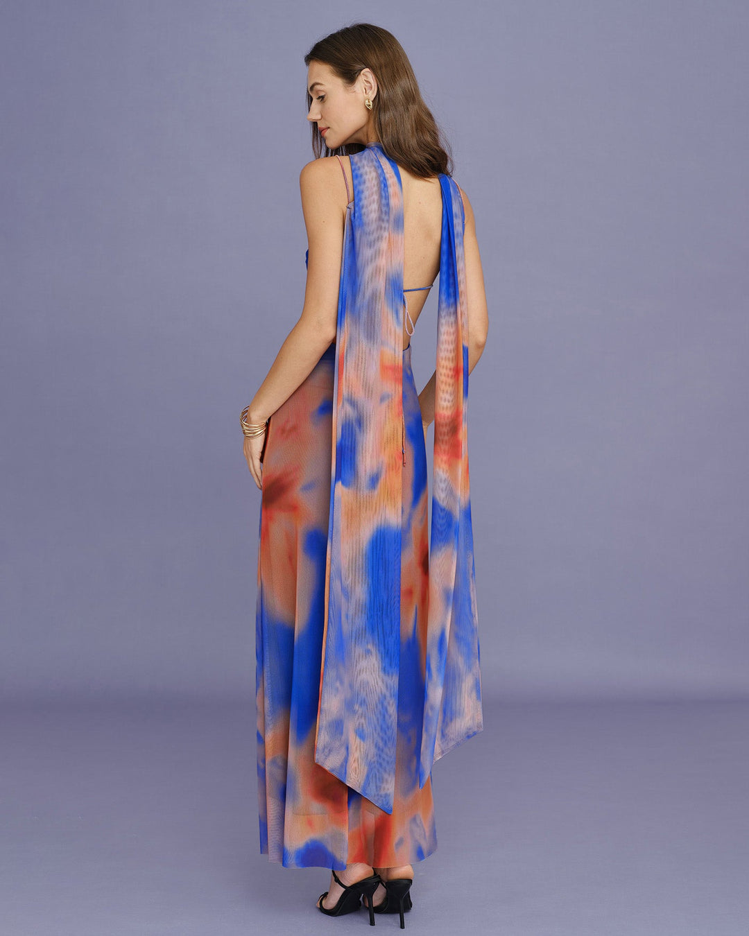 Morgan and Brooke | Geometric Slip Maxi Dress for Women in Blue